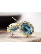 Винтаж стиль Серьги Аквамарин 14-кв Желтое золото vec007y